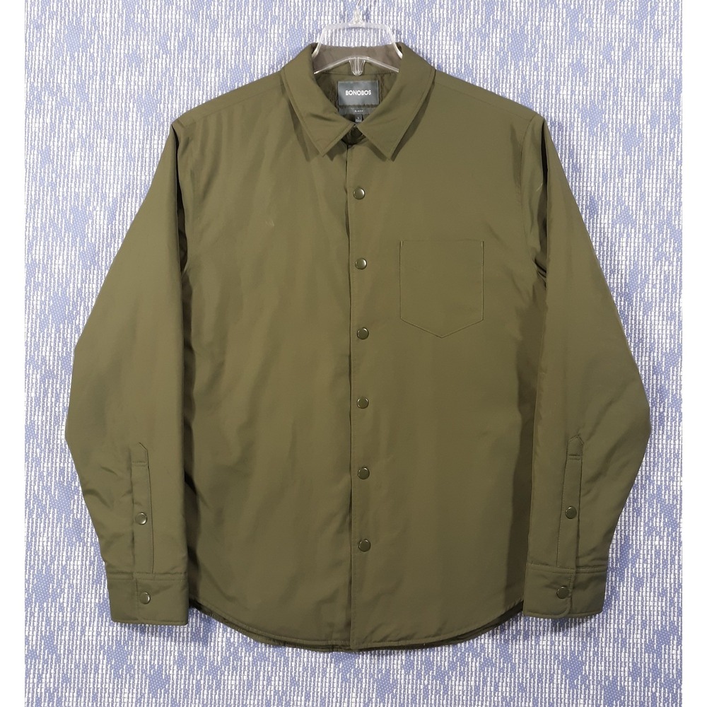 Bonobos Shirt Jacket Mens L Slim Fit Green Snap